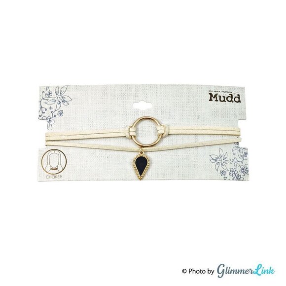 Mudd Cream Suede Teardrop Circle Choker Necklaces Set - Picture 1 of 7